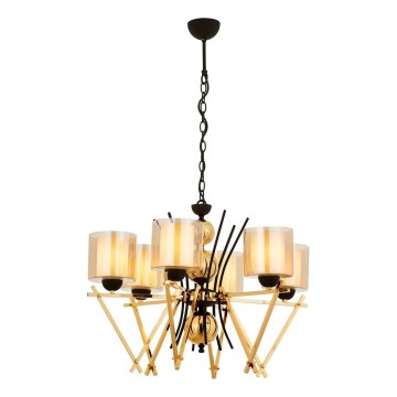 Závesný luster na reťazi VARANA 6xE27/40W/230V čierna/zlatá