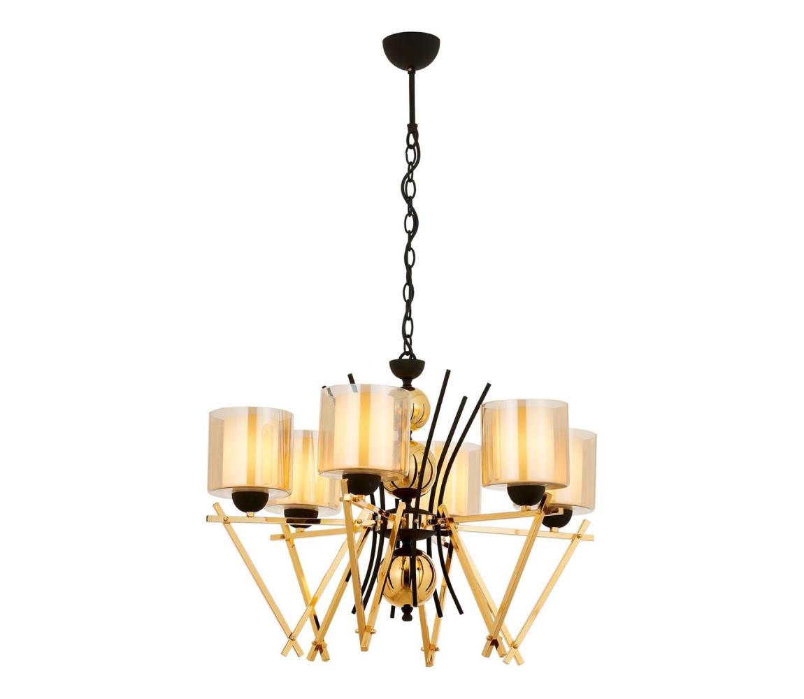 Závesný luster na reťazi VARANA 6xE27/40W/230V čierna/zlatá 301AUR1231