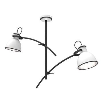 Závesný luster na tyči ZUMBA 2xE27/60W/230V biela/čierna