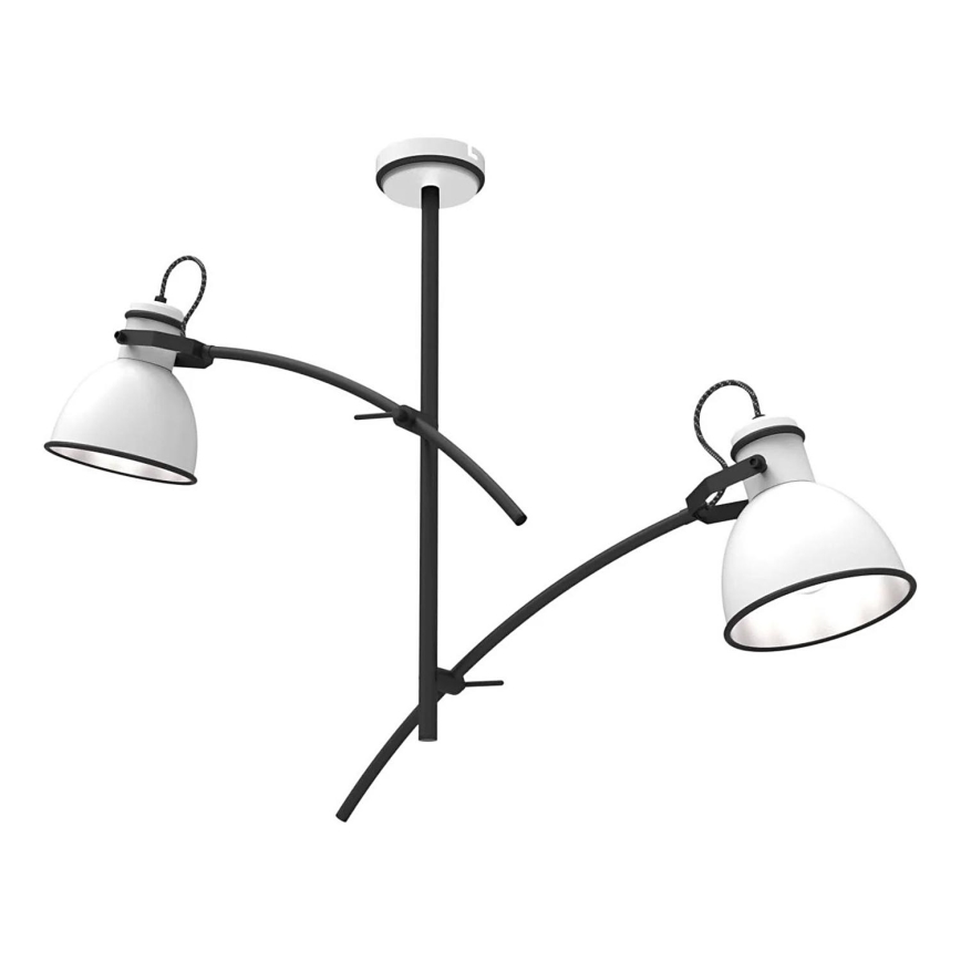 Závesný luster na tyči ZUMBA 2xE27/60W/230V biela/čierna