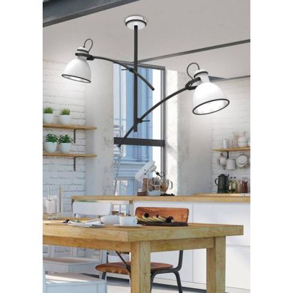 Závesný luster na tyči ZUMBA 2xE27/60W/230V biela/čierna