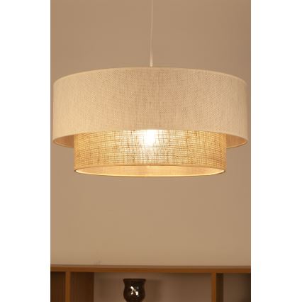Závesný luster NATIA na lanku 1xE27/60W/230V, pr. 45 cm, biela/hnedá