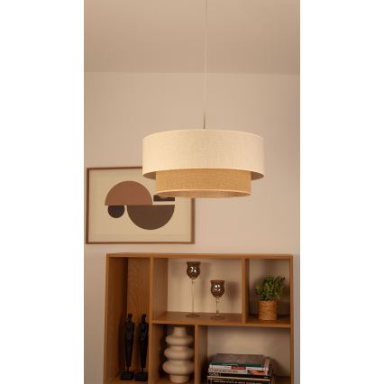 Závesný luster NATIA na lanku 1xE27/60W/230V, pr. 45 cm, biela/hnedá
