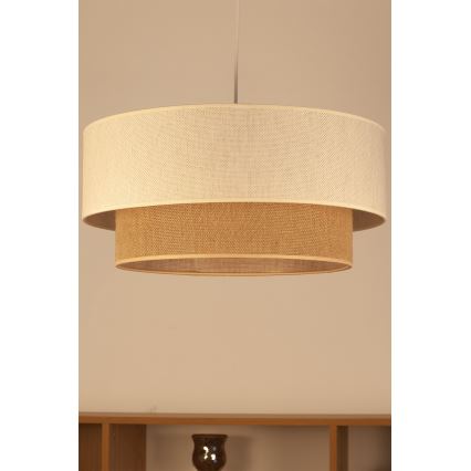 Závesný luster NATIA na lanku 1xE27/60W/230V, pr. 45 cm, biela/hnedá