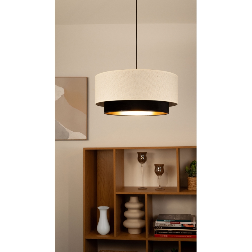 Závesný luster NATIA na lanku 1xE27/60W/230V, priemer 45 cm, biela/čierna