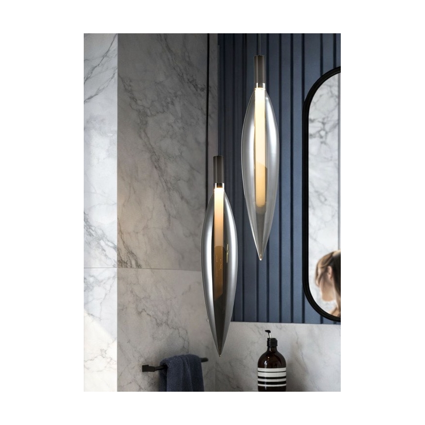 Závesný luster NORDIC na lanku 1xG9/5W/230V, čierny chróm