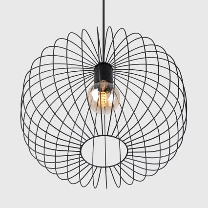 Závesný luster OVELLA 1xE27/15W/230V, priemer 46 cm, čierny