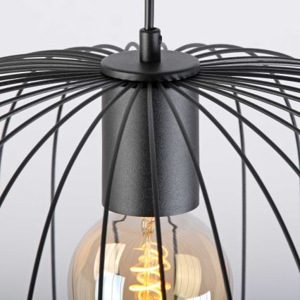 Závesný luster OVELLA 1xE27/15W/230V, priemer 46 cm, čierny