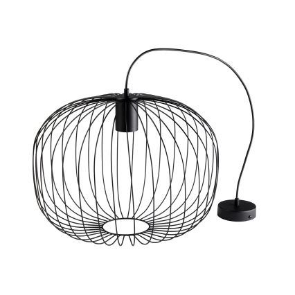 Závesný luster OVELLA 1xE27/15W/230V, priemer 46 cm, čierny