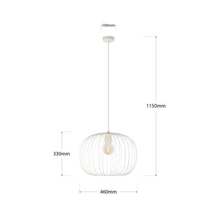 Závesný luster OVELLA 1xE27/15W/230V, priemer 46 cm, krémový