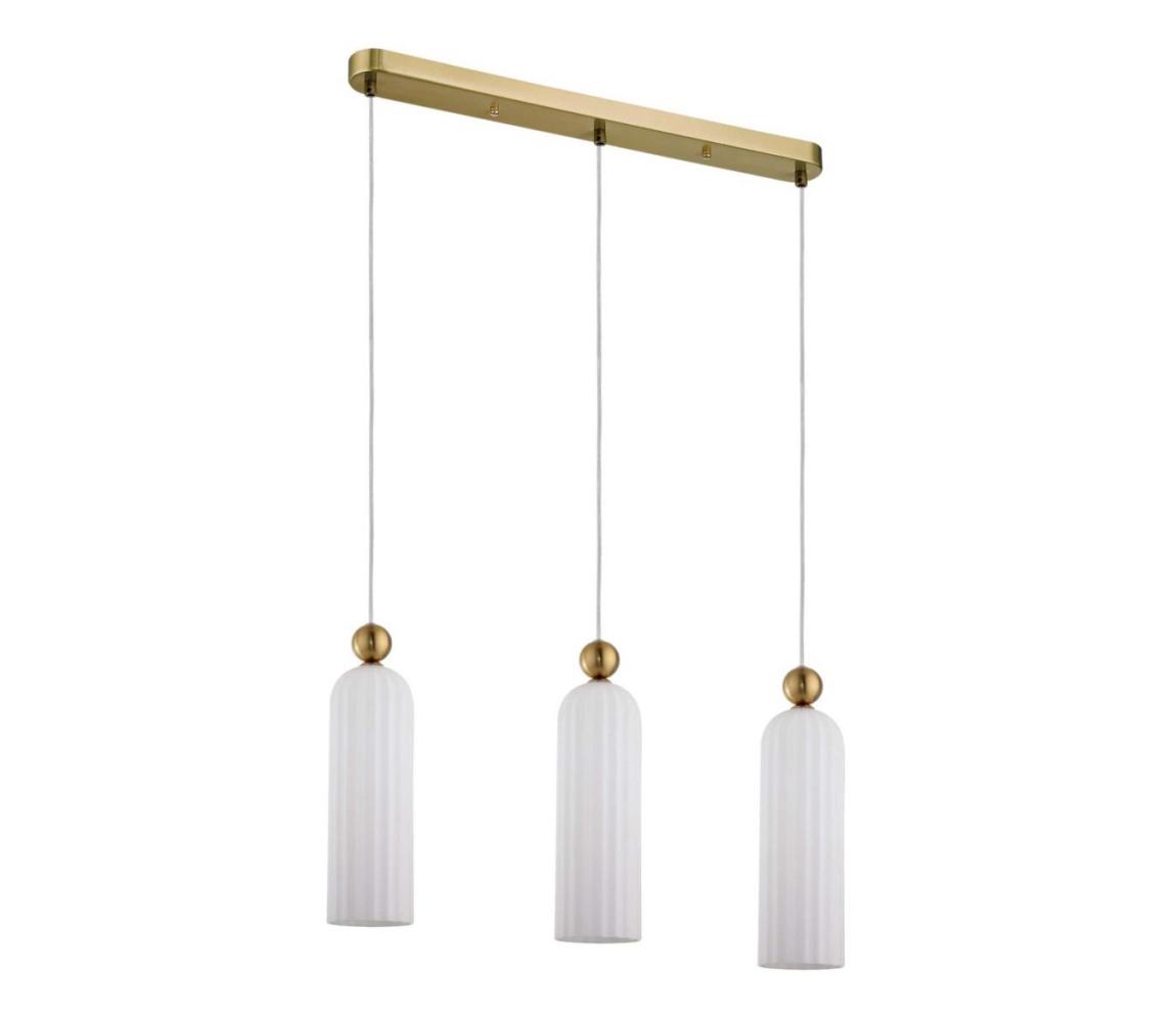Light Prestige Závesný luster PIEGA na lanku 3xE14/40W/230V mosadz/biela LP-939/3L white