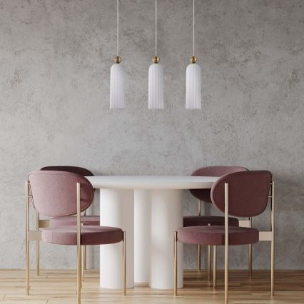 Závesný luster PIEGA na lanku 3xE14/40W/230V mosadz/biela