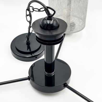 Závesný luster ROSA na reťazi, 3xE27/60W/230V, čierna/šedá