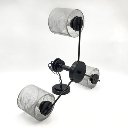 Závesný luster ROSA na reťazi, 3xE27/60W/230V, čierna/šedá