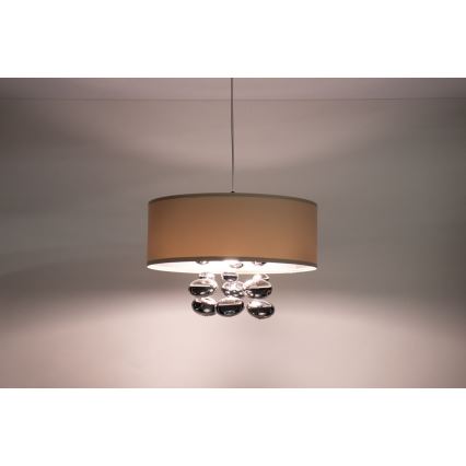 Závesný luster s lankom BUBBLE 1xE27/60W/230V pr. 40 cm béžová