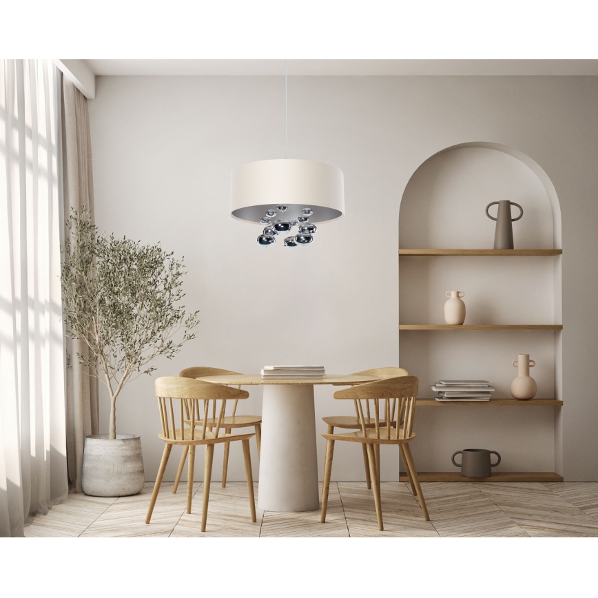 Závesný luster s lankom BUBBLE 1xE27/60W/230V pr. 40 cm béžová
