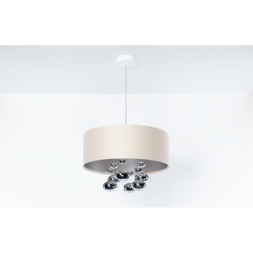 Závesný luster s lankom BUBBLE 1xE27/60W/230V pr. 40 cm béžová