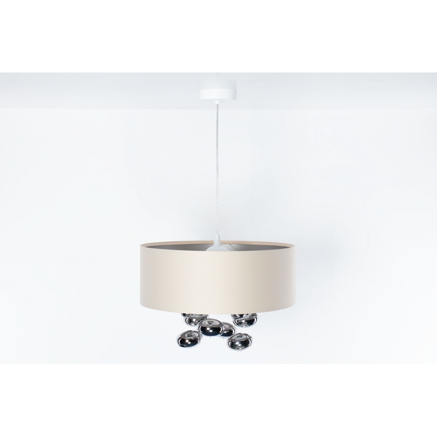Závesný luster s lankom BUBBLE 1xE27/60W/230V pr. 40 cm béžová