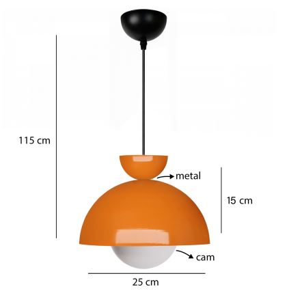 Závesný luster SALVA 1xE27/15W/230V oranžový