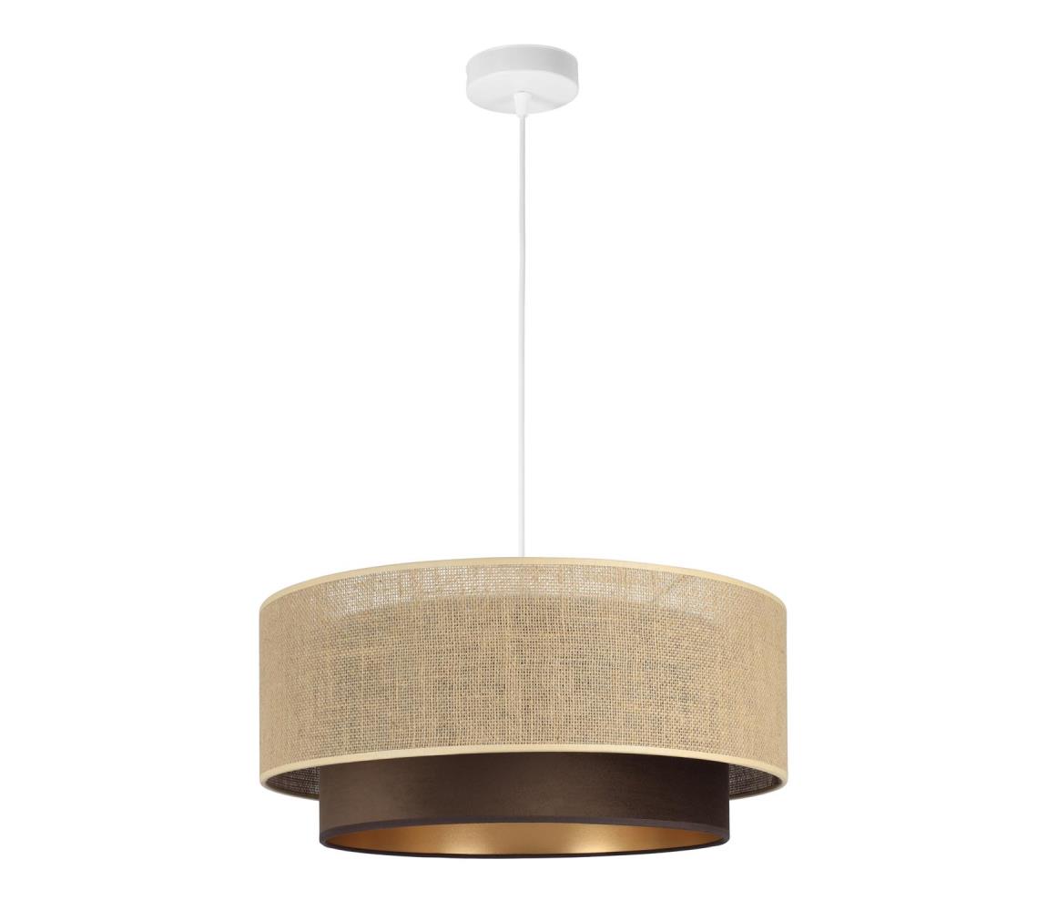 Závesný luster SARTA 1xE27/60W/230V, priemer 45 cm, hnedá/juta H0190