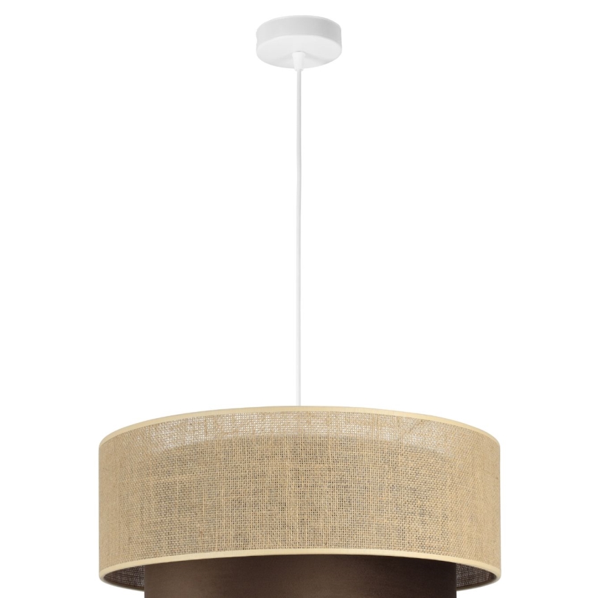 Závesný luster SARTA 1xE27/60W/230V, priemer 45 cm, hnedá/juta