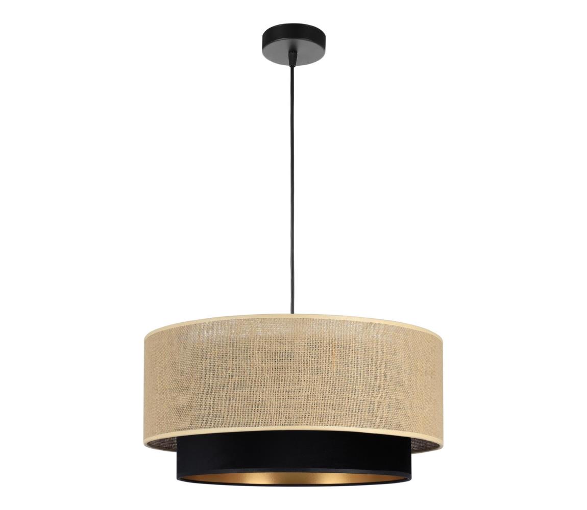 Závesný luster SARTA na lanku 1xE27/60W/230V, pr. 45 cm, čierna/juta H0196