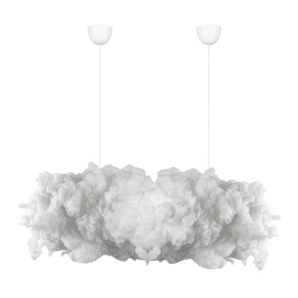 Svietidlo v tvare oblaku visí zo stropu na dvoch kábloch s bielymi stropnými krytmi. Svietidlo je biele a má nepravidelný tvar pripomínajúci mrak.