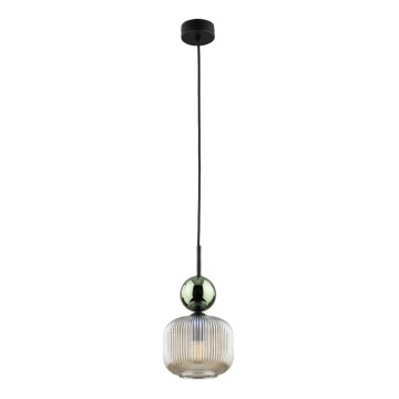 Závesný luster SOPHIA na lanku 1xE14/10W/230V čierna/zelená/dymová béžová