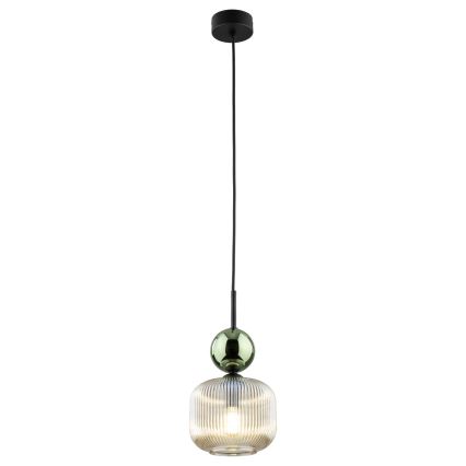 Závesný luster SOPHIA na lanku 1xE14/10W/230V čierna/zelená/dymová béžová