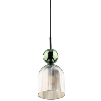 Závesný luster SOPHIA na lanku 1xE14/10W/230V čierna/zelená/dymová béžová