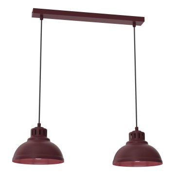 Závesný luster SVEN na kábli 2xE27/15W/230V bordový