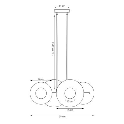 Závesný luster UMBRA na lanku 4xG9/8W/230V, červený