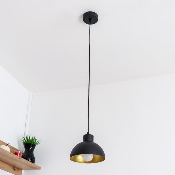 Závesný luster VESPER na lanku 1xE27/15W/230 priemer 18 cm čierna/zlatá