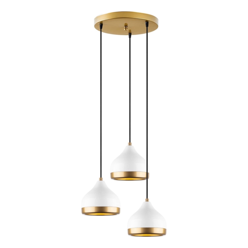 Závesný luster YILDO 3xE27/40W/230V biela/zlatá