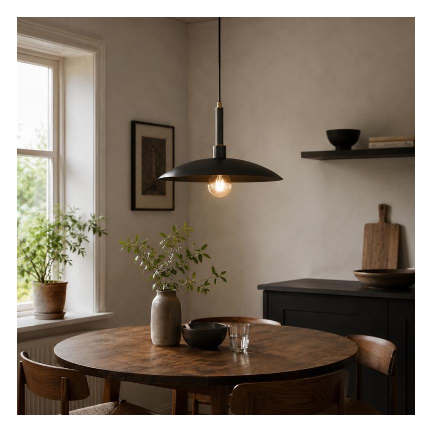 Závesný luster YUMI na lanku 1xE27/15W/230V čierny