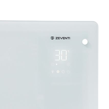ZEVENTI - Inteligentný elektrický priamotop/konvektor s LCD displejom ECO/1000/2000W/230V Wi-Fi biela