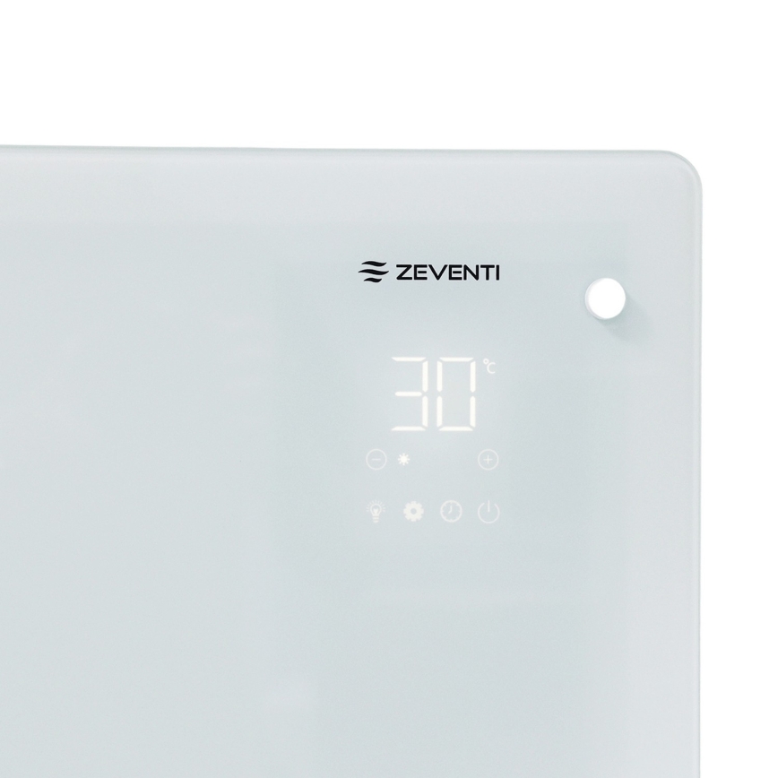 ZEVENTI - Inteligentný elektrický priamotop/konvektor s LCD displejom ECO/1000/2000W/230V Wi-Fi biela