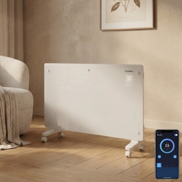 ZEVENTI - Inteligentný elektrický priamotop/konvektor s LCD displejom ECO/1000/2000W/230V Wi-Fi biela