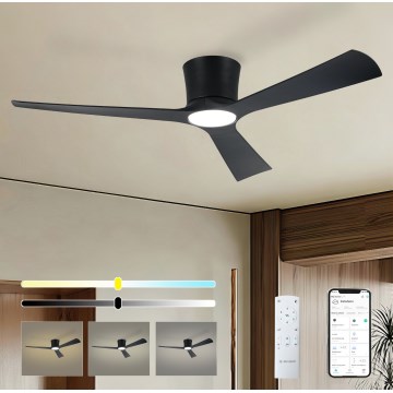 ZEVENTI - LED stmievateľný stropný ventilátor AUREX LED/24W/230V 3000/4000/6000K Wi-Fi Tuya čierna + diaľkové ovládanie