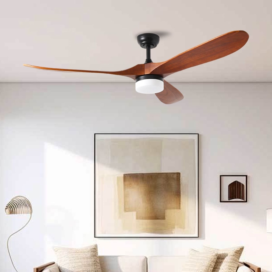 ZEVENTI - LED Stmievateľný stropný ventilátor GINOSA LED/18W/230V 3000-6000K Wi-Fi Tuya čierna/dub + diaľkové ovládanie