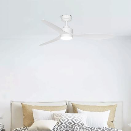 ZEVENTI - LED stmievateľný stropný ventilátor ULUWATU LED/20W/230V 2700-6500K 132cm biely + diaľkové ovládanie