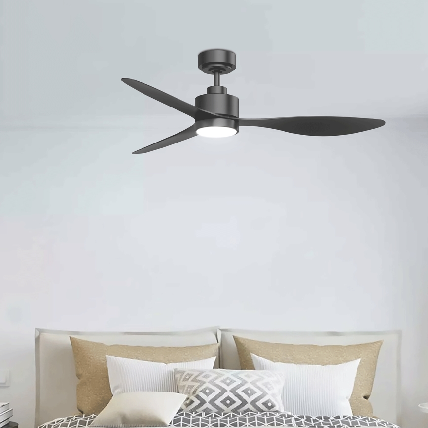 ZEVENTI - LED stmievateľný stropný ventilátor ULUWATU LED/20W/230V 2700-6500K 132 cm čierny + diaľkové ovládanie