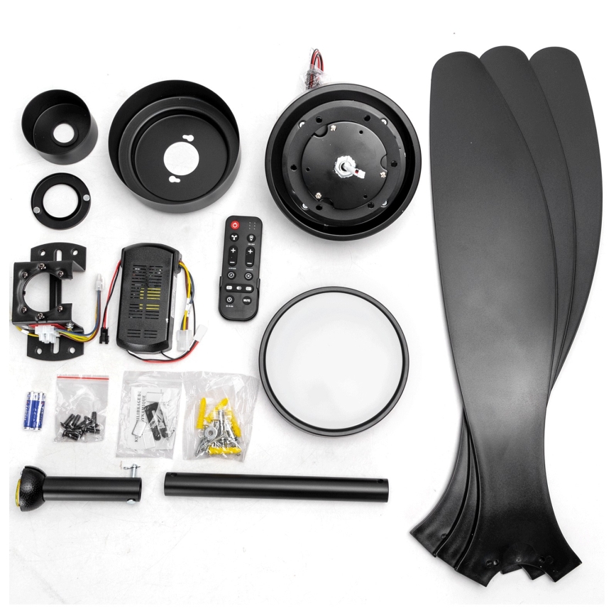 ZEVENTI - LED stmievateľný stropný ventilátor ULUWATU LED/20W/230V 2700-6500K 132 cm čierny + diaľkové ovládanie