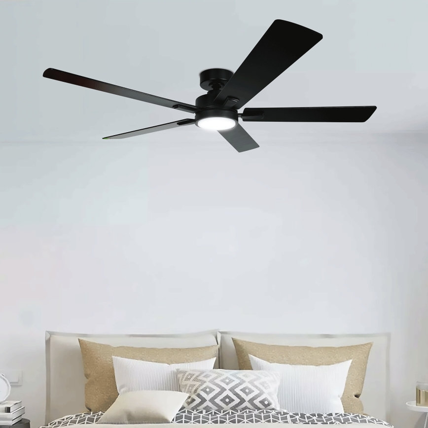ZEVENTI - LED stmievateľný stropný ventilátor WAIKIKI LED/20W/230V 2700-6500K 132 cm čierna + diaľkové ovládanie