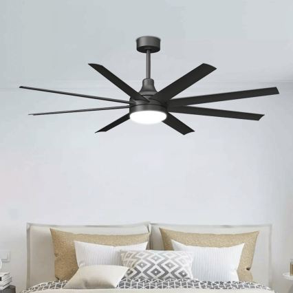 ZEVENTI - LED stmievateľný stropný ventilátor WALKIKI LED/24W/230V 2700-6500K 165 cm čierna + diaľkové ovládanie