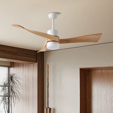 ZEVENTI - LED Stmievateľný stropný ventilátor NATURITO LED/18W/230V 3000-6000K Wi-Fi Tuya biela/dub + diaľkové ovládanie