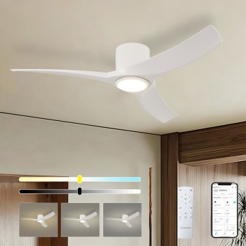 ZEVENTI - LED stmievateľný stropný ventilátor ORBITO LED/24W/230V 3000/4000/6000K Wi-Fi Tuya biela + diaľkové ovládanie