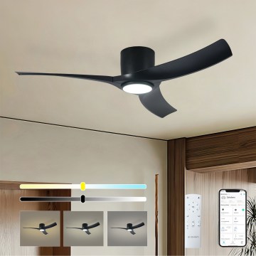 ZEVENTI - LED stmievateľný stropný ventilátor ORBITO LED/24W/230V 3000/4000/6000K Wi‑Fi Tuya čierny + diaľkové ovládanie