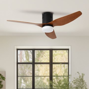 ZEVENTI - LED Stmievateľný stropný ventilátor PADUA LED/18W/230V 3000-6000K Wi-Fi Tuya čierna/hnedá + diaľkové ovládanie
