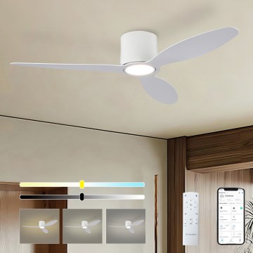 ZEVENTI - LED stmievateľný stropný ventilátor VENTORA LED/24W/230V 3000/4000/6000K Wi-Fi Tuya biela + diaľkové ovládanie